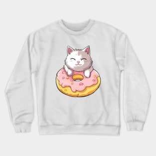 Cute cat with donut #2 Crewneck Sweatshirt
